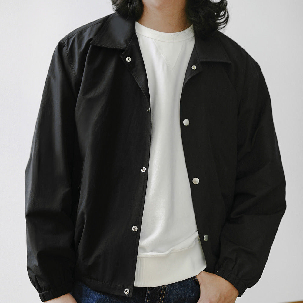 高級感美式復古教練夾克風衣男女同款防風山系工裝外套