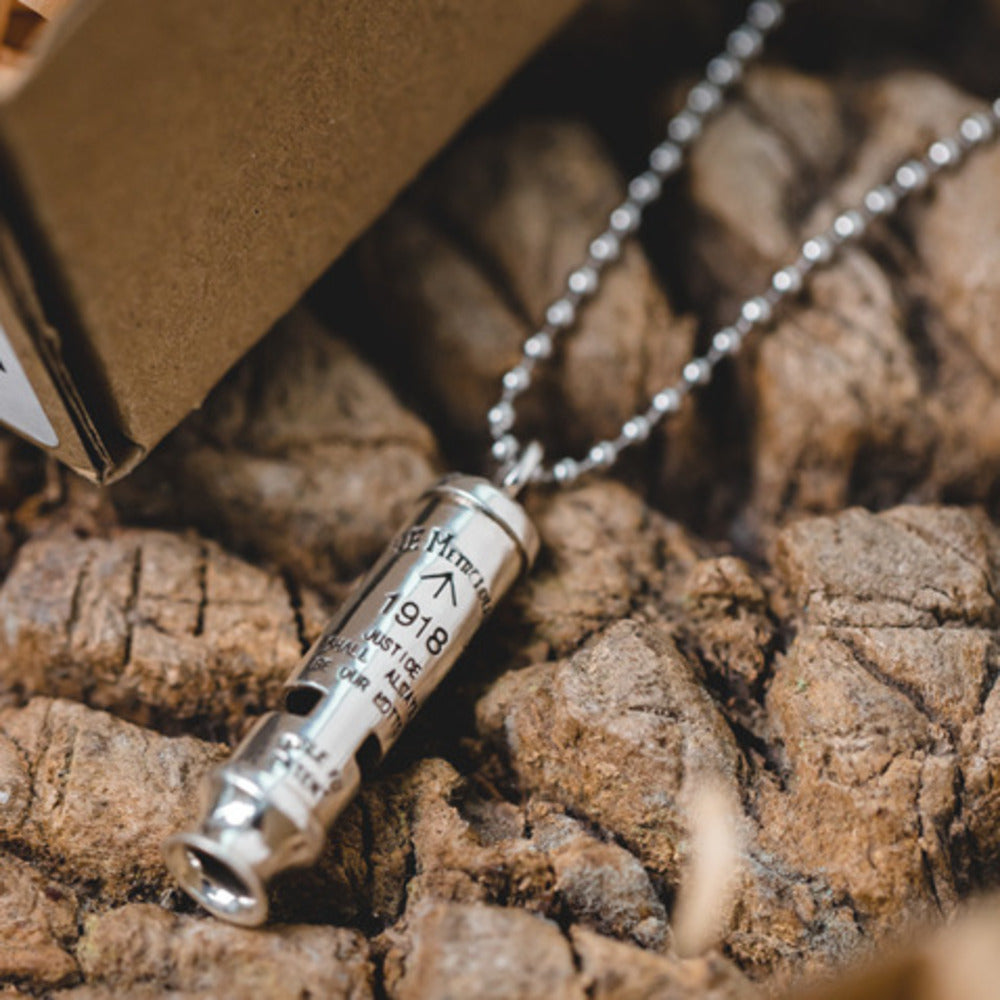 美式復古純銀防空哨可吹響二戰吊墜哨子項鏈