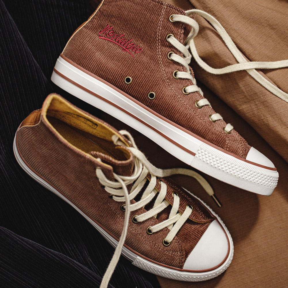 春秋款燈芯絨高幫板鞋潮流低幫休閑布鞋
