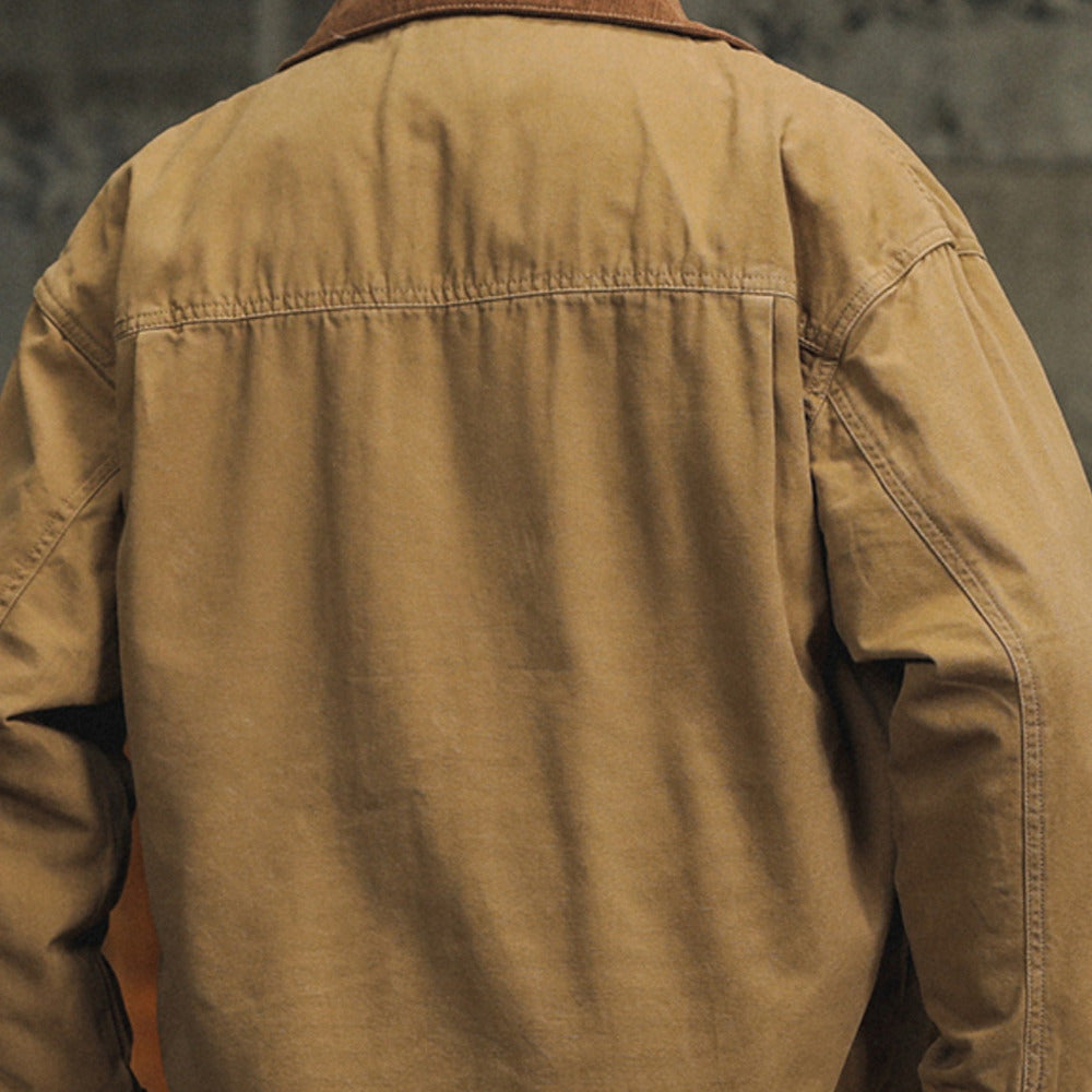 美式復古平替卡哈特工裝外套男春季寬松翻領底特律獵裝夾克