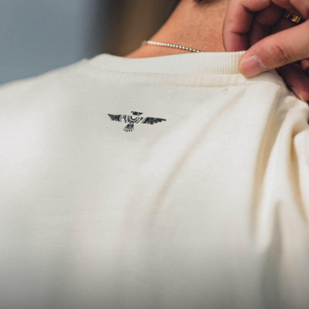 美式復古印第安羽毛印花短袖做舊寬松民族風T恤