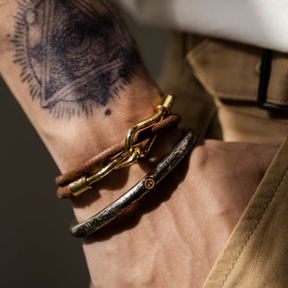 印第安民族風格小眾平價手環高喬復古風唐草金鷹手鐲