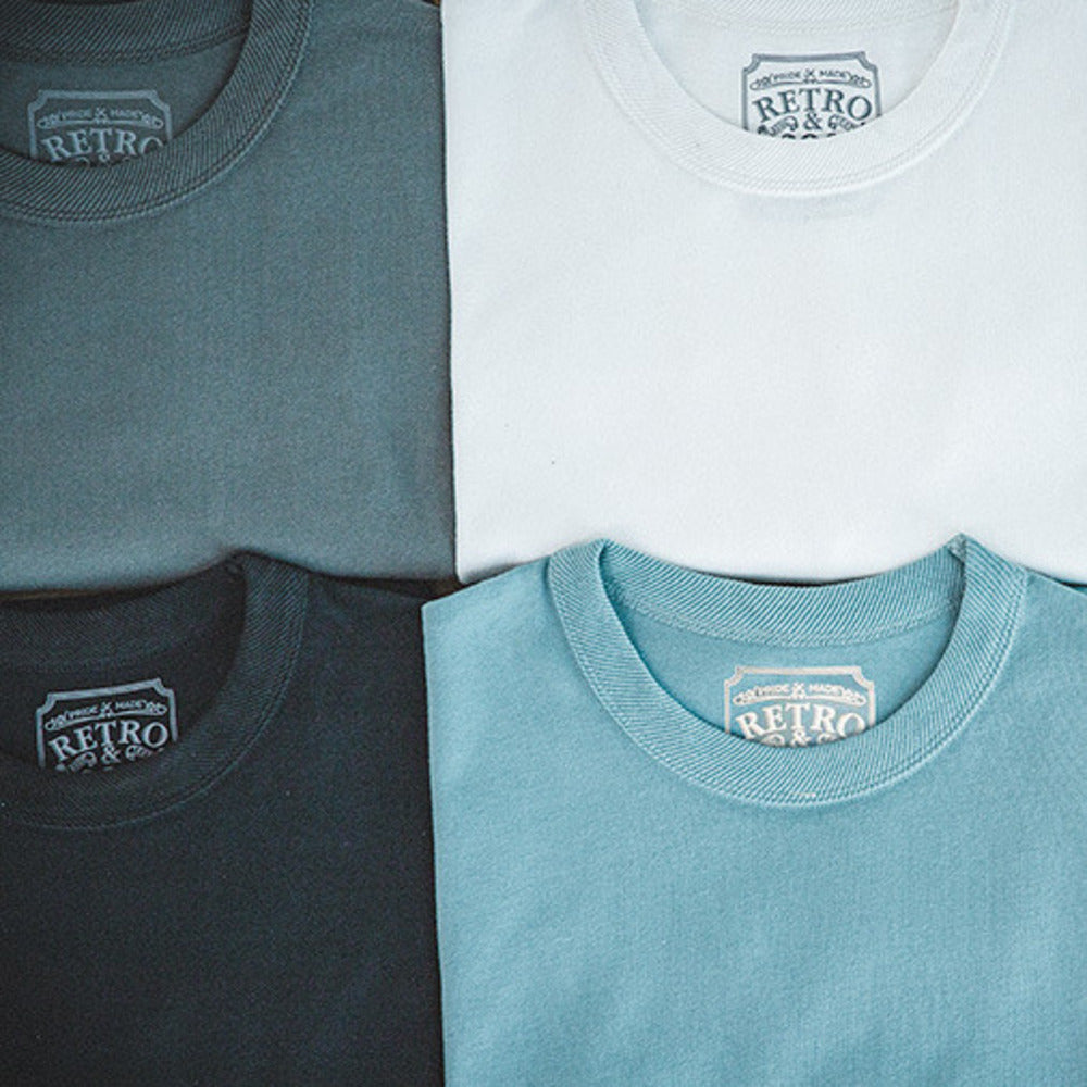 美式復古圓領300g純色厚實碳素磨毛t恤男士棉短袖