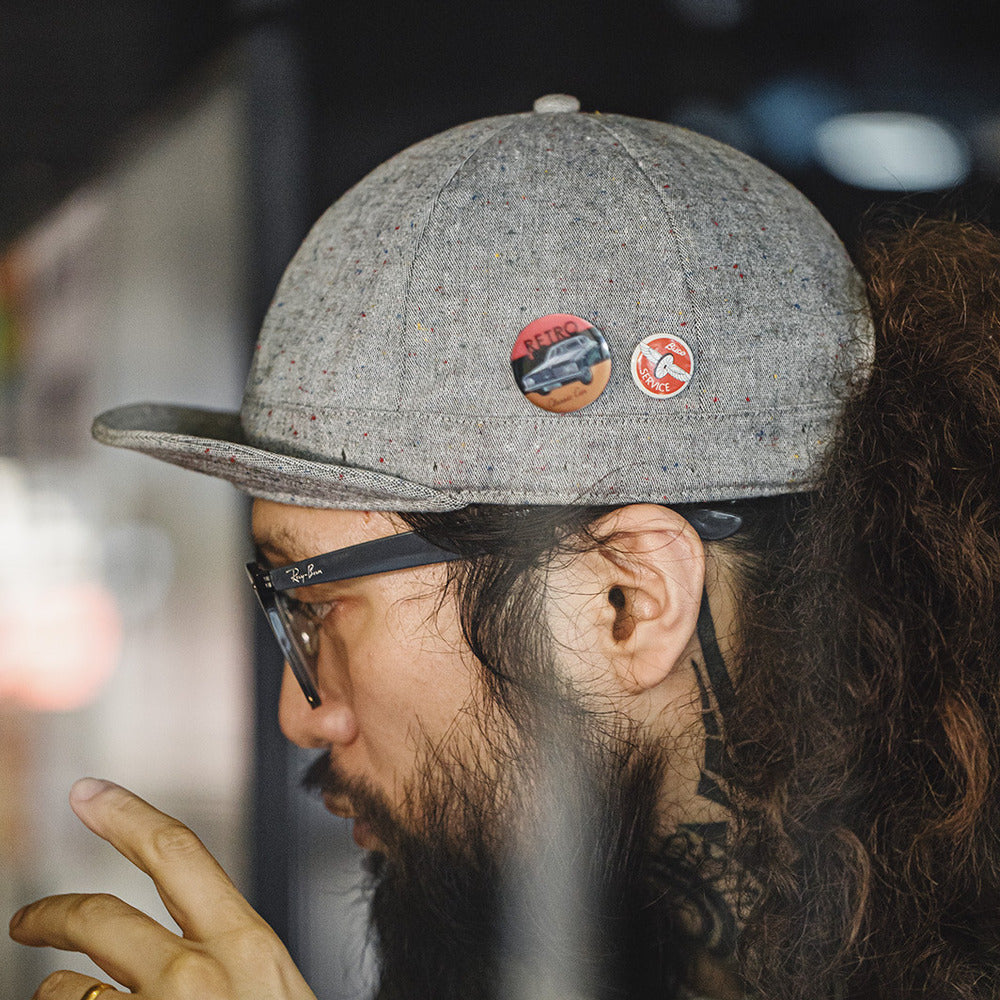 美式復古混紡點紗短簷帽圓頂做舊灰色翻簷平簷鴨舌帽