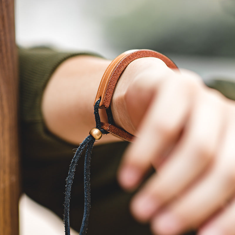 復古一生之環植鞣皮手環手镯阿美咔叽首飾配飾品