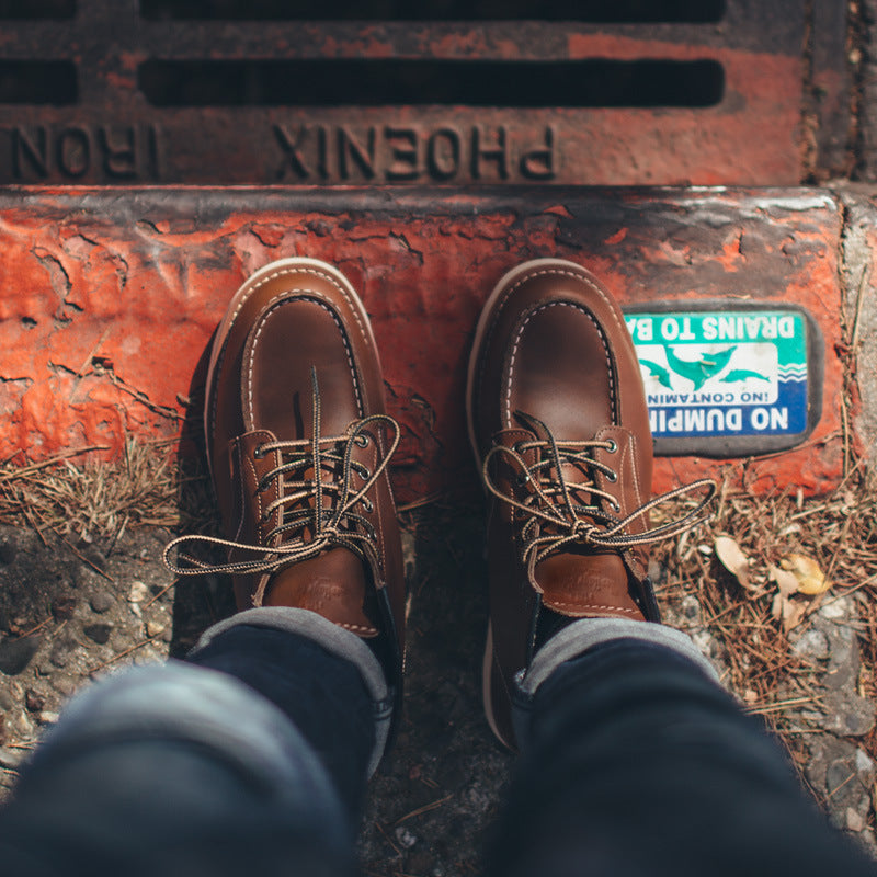 875工裝靴中幫英倫風皮鞋復古阿美咔叽真皮馬丁靴