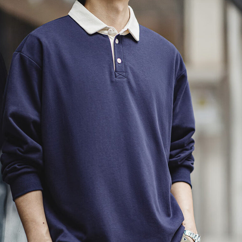 復古針織撞色polo衛衣學院風翻領長袖