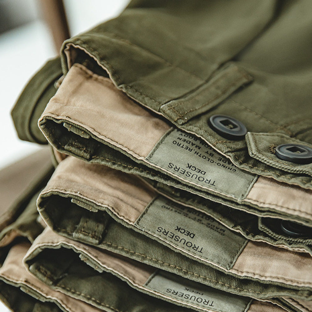 英國錐形休閒褲鬆緊抽繩大口袋奇諾長褲