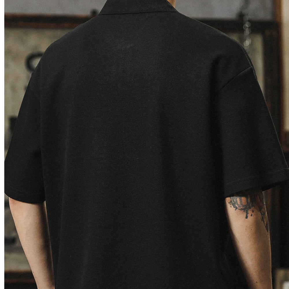 夏季2024新款polo衫男高級感美式休閑寬松大碼有翻領短袖t恤