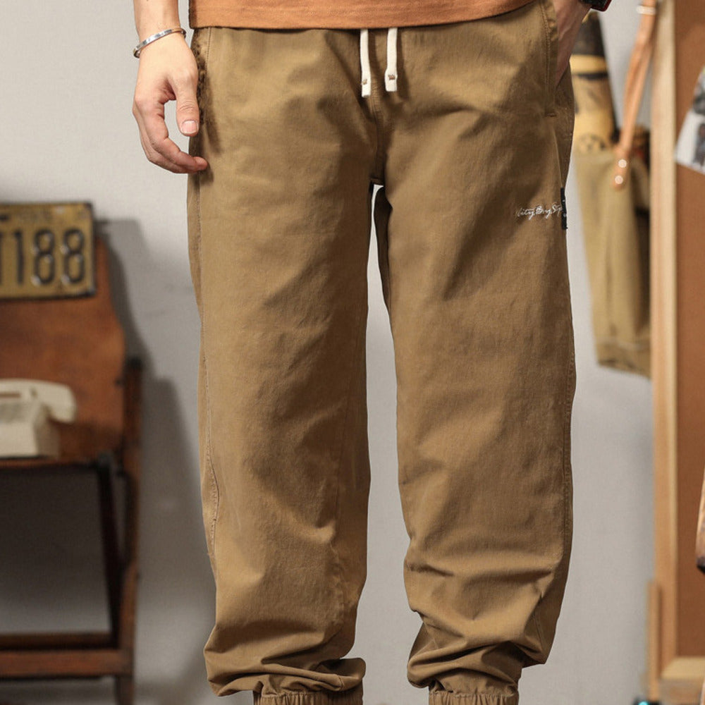 直筒垂感純棉春季美式復古工裝褲運動收腿褲