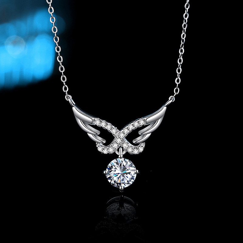天使之翼 | 純銀創意翅膀項飾毛衣鍊莫桑鑽項鍊