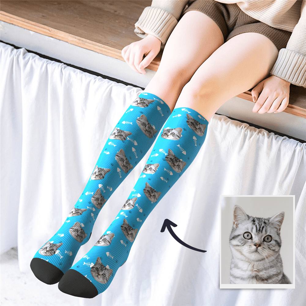 カスタムハイソックスソックス-写真入り可能なオリジナル靴下オーバーニソックス愛猫