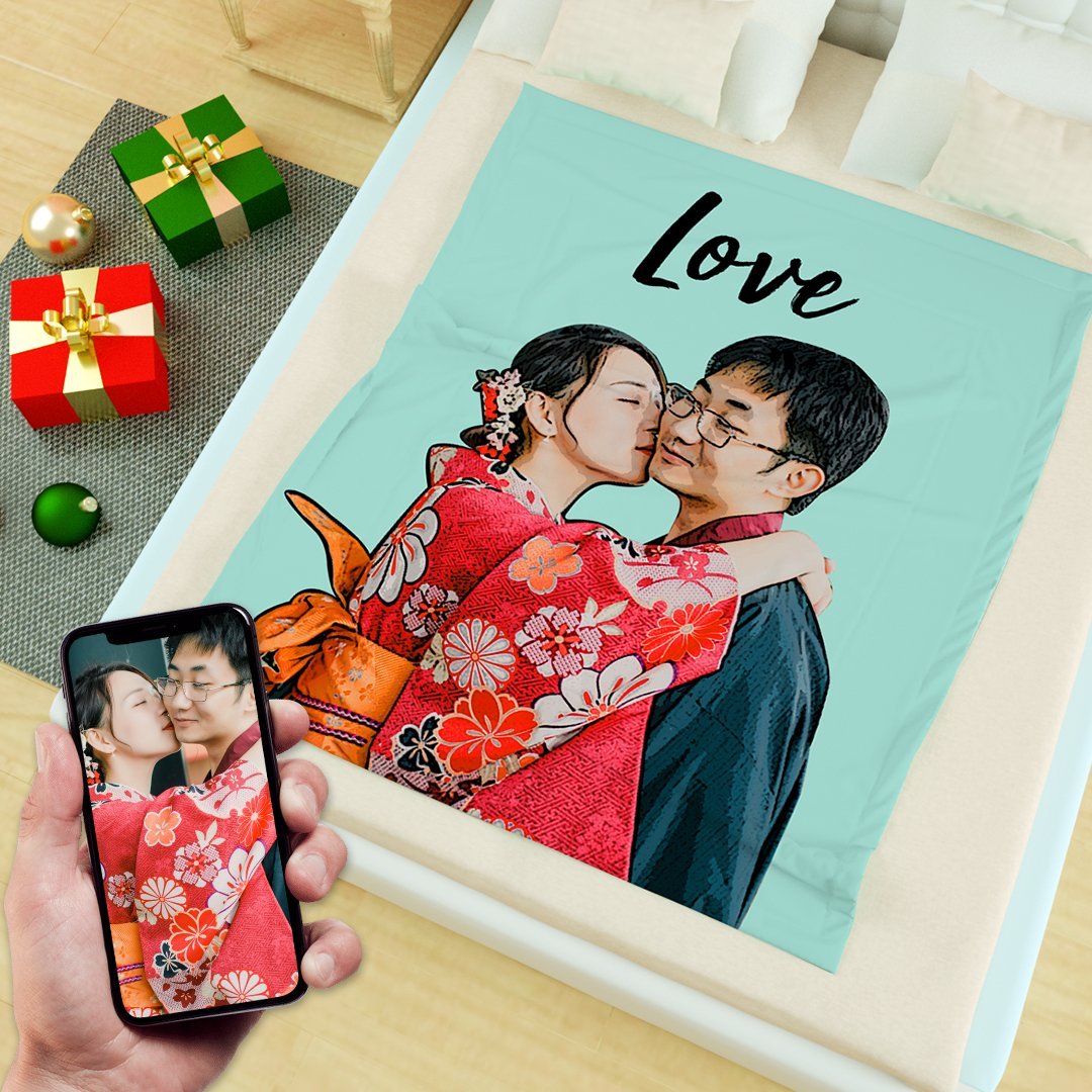 写真入りオーダーメイドタオルケット-ブランケット毛布&塗られた芸術の肖像画