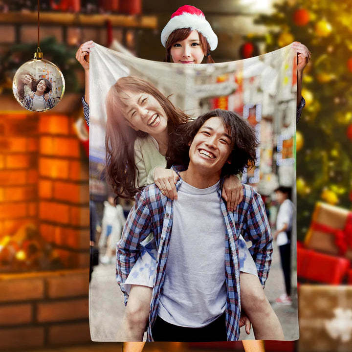 カスタム写真カバーフリースパーソナライズされた毛布幸せな家族