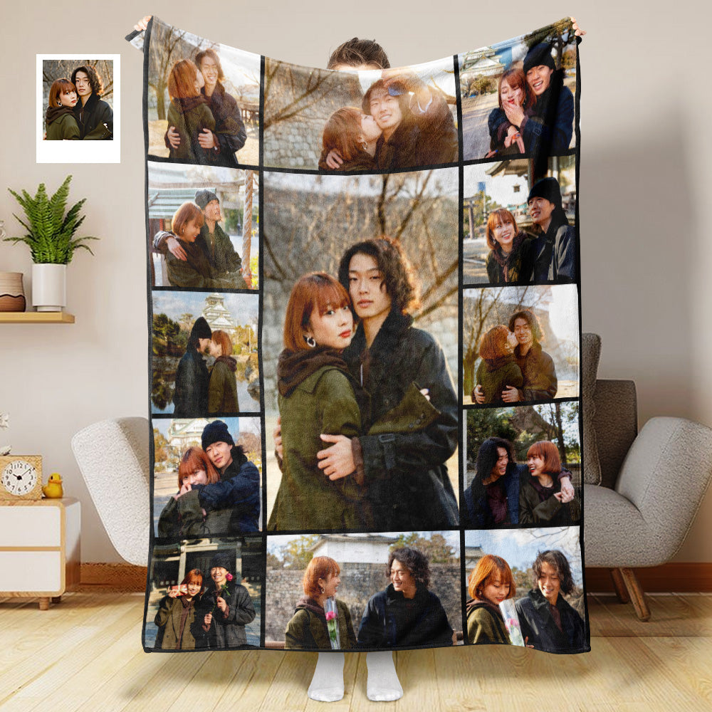 カスタムフォトブランケットオリジナル写真アルバム毛布ブランケットプレゼント恋人へのギフト