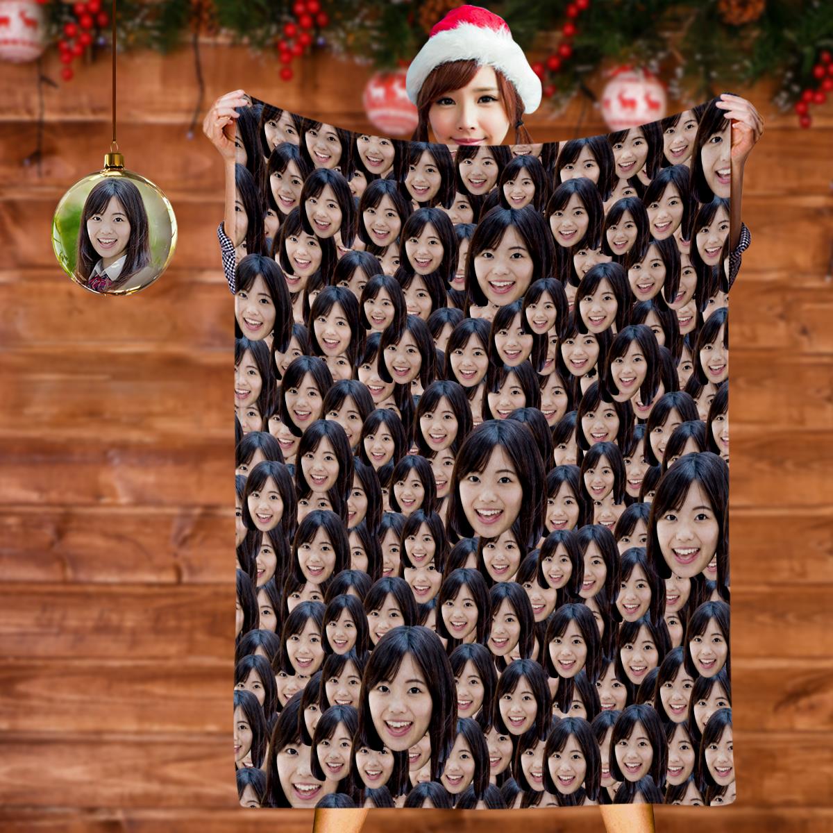 カスタムフェイスブランケット-写真入り可能なオリジナルタオルケット＆毛布バレンタインギフト