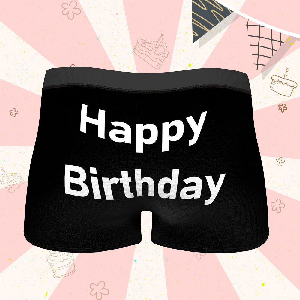 誕生日プレゼント-カスタムフォトボクサーパンツ-写真とテキスト入れ可能な誕生日下着彼氏や旦那や友達へのギフト