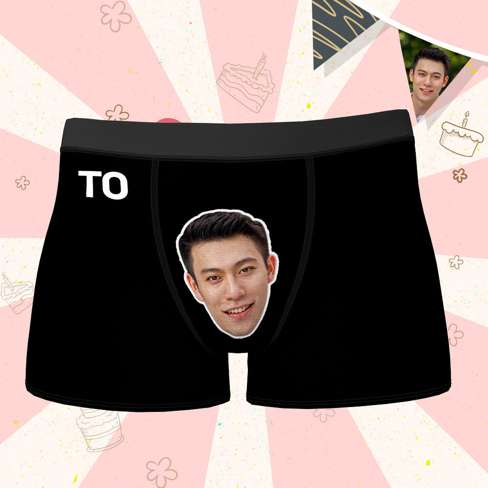 誕生日プレゼント-カスタムフォトボクサーパンツ-写真とテキスト入れ可能な誕生日下着彼氏や旦那や友達へのギフト