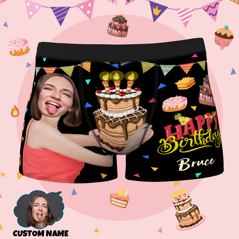 カスタムフェイスボクサー-写真や名前入れ可能な男性用ボクサー誕生日おめでとう