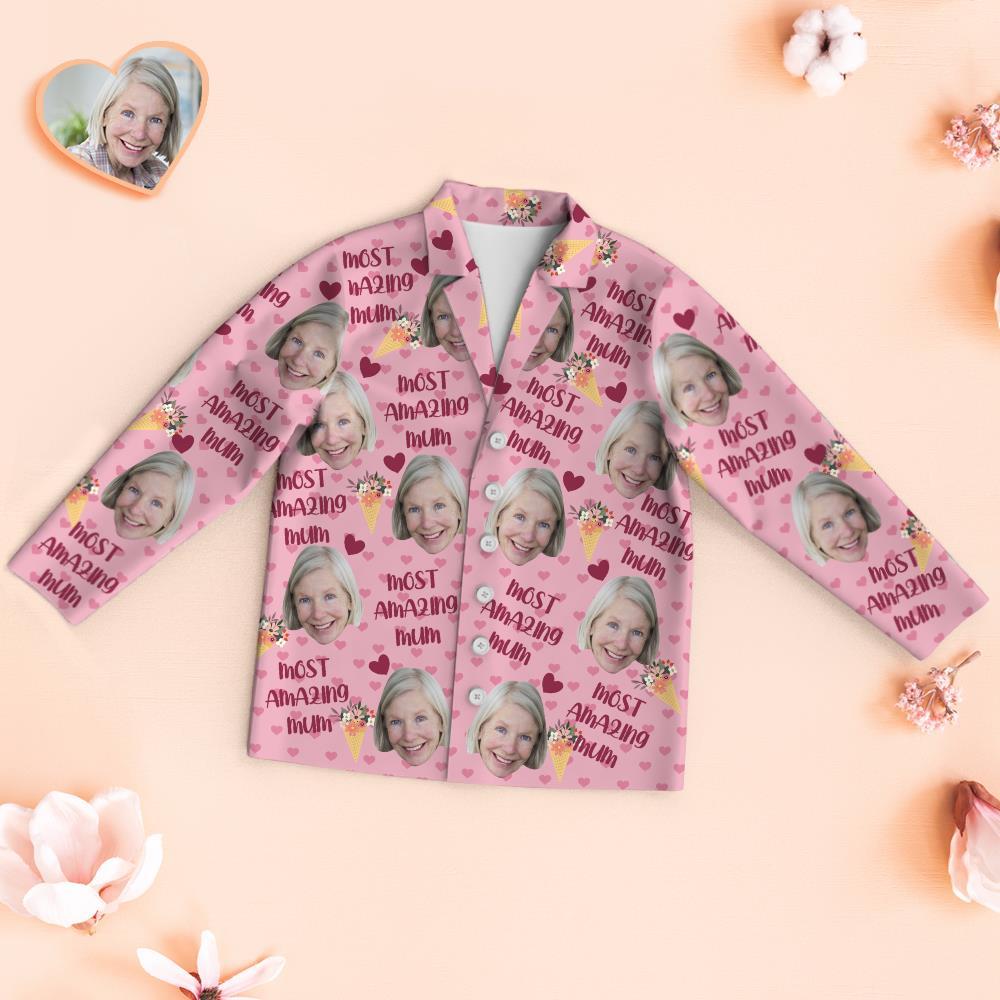 Custom Face Pajamas Most Amazing Mum Personalized Photo Pajamas Set Mother's Day Gifts