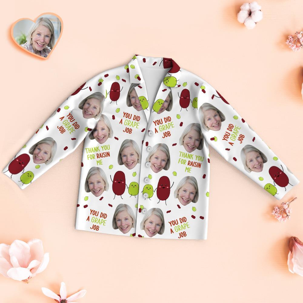 Custom Face Pajamas You Did A Grape Job Personalized Photo Pajamas Set Mother's Day Gifts