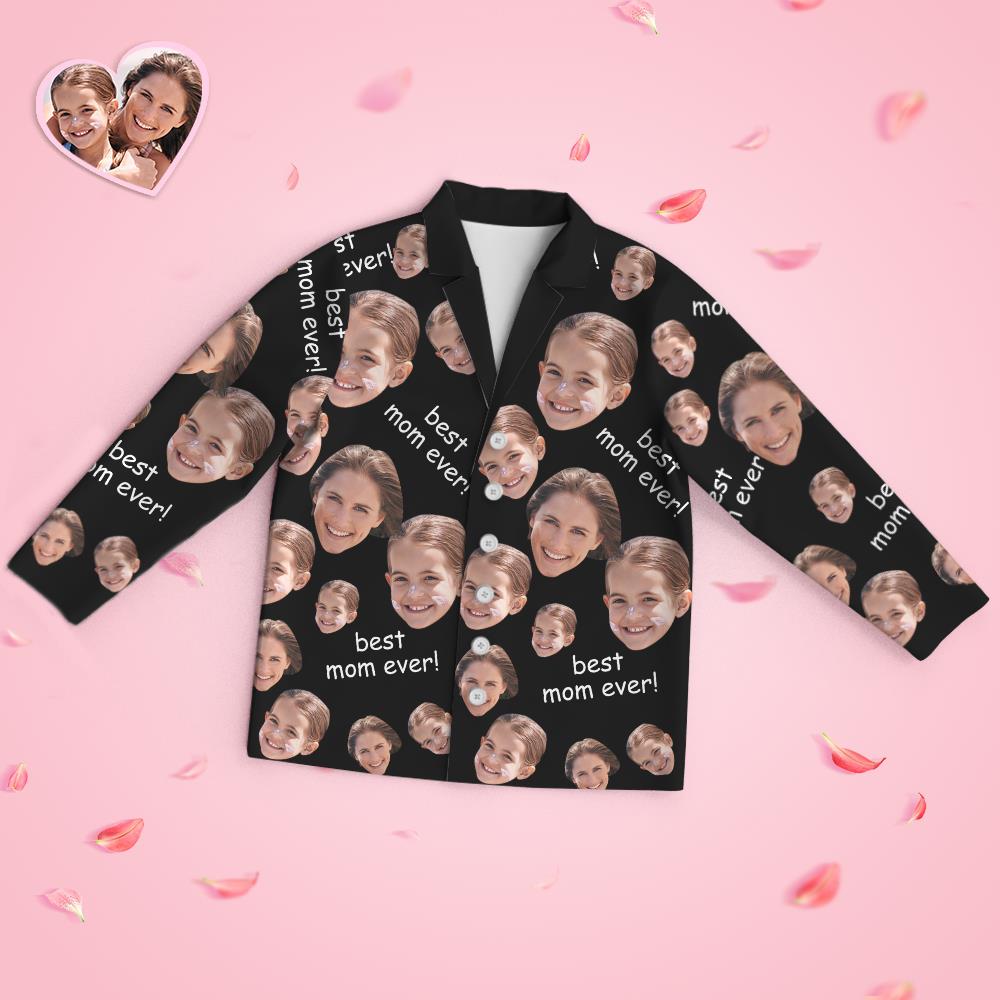 カスタムフェイス長袖パジャマパジャマセット-史上最高のお母さん