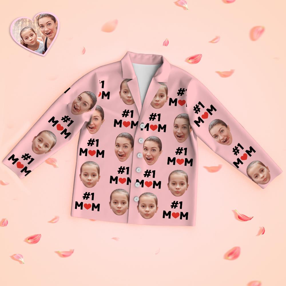 カスタムフェイス長袖パジャマパジャマセット-ママ