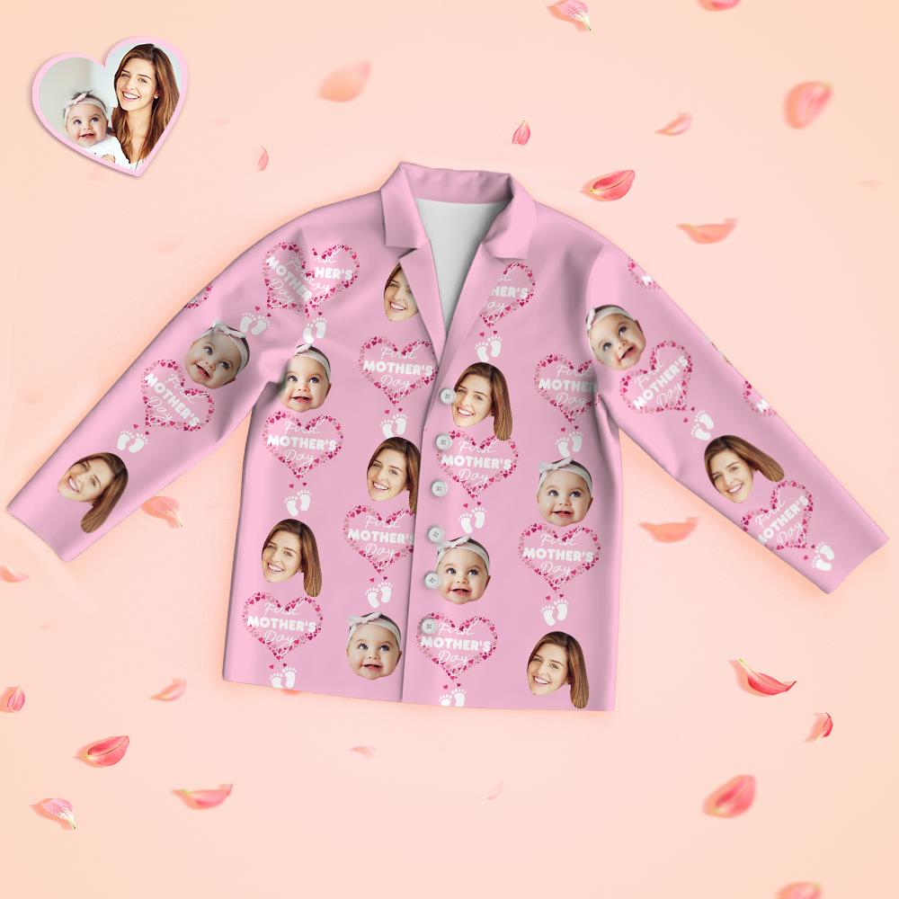 カスタムフェイス長袖パジャマパジャマセット-初めての母の日