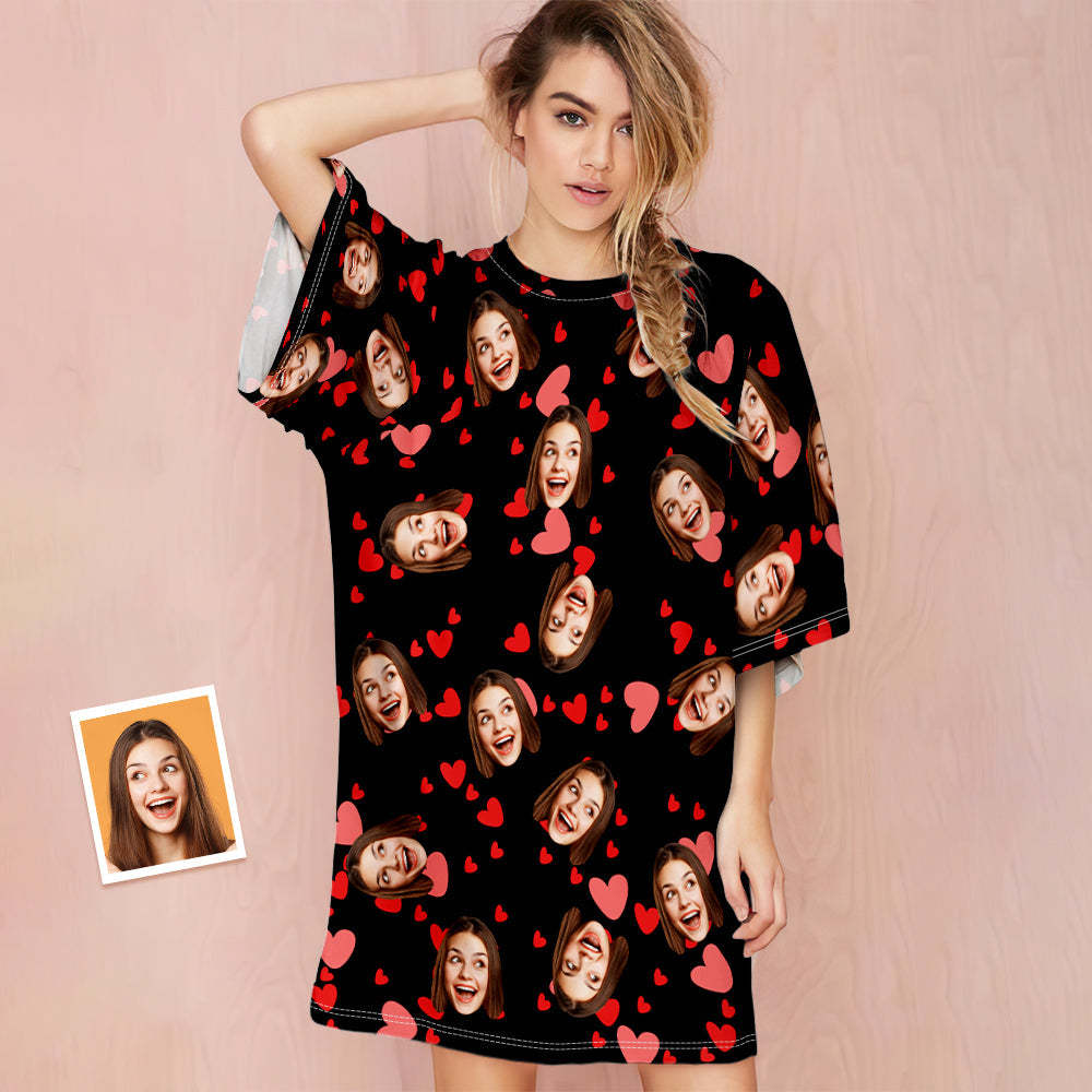 カスタムハートだらけのパジャマ-オーダーメイドの女性用超特大パジャマ面しろいプレゼント