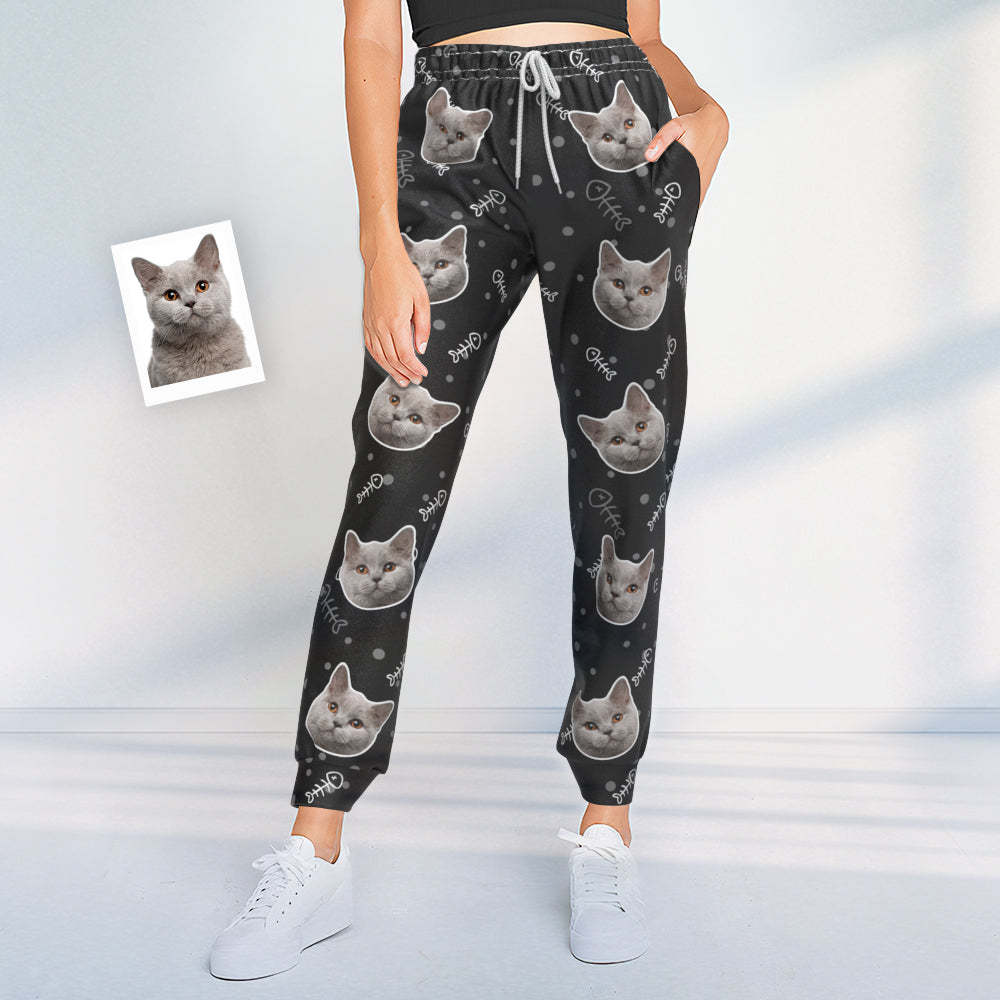 カスタムフェイススウェットパンツ - 猫写真入れ可能な男女兼用ジョガーパンツ - 猫愛好者へのギフト