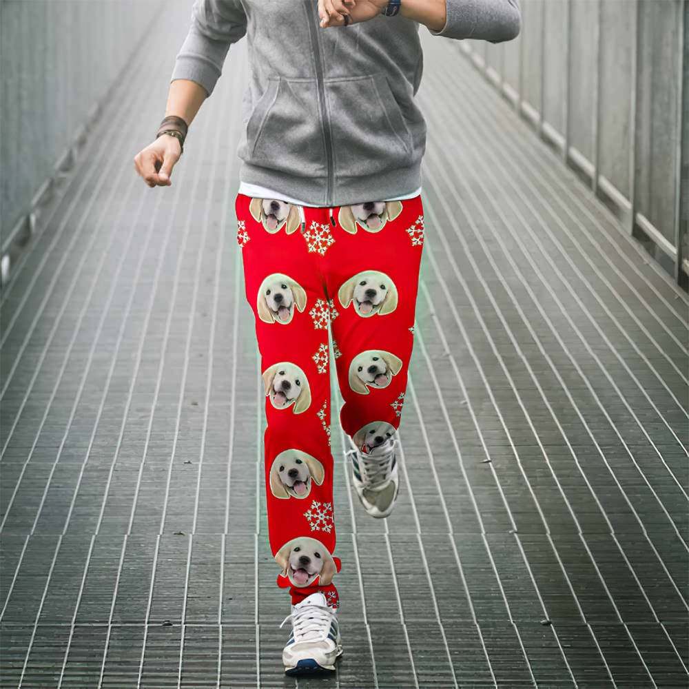 カスタムフェイススウェットパンツ - 犬写真入れ可能な男女兼用ジョガーパンツ - クリスマスギフト