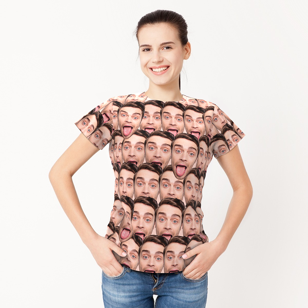 カスタムフォトTシャツ-写真入り可能なオリジナルTシャフェイスマッシュクリスマスプレゼント