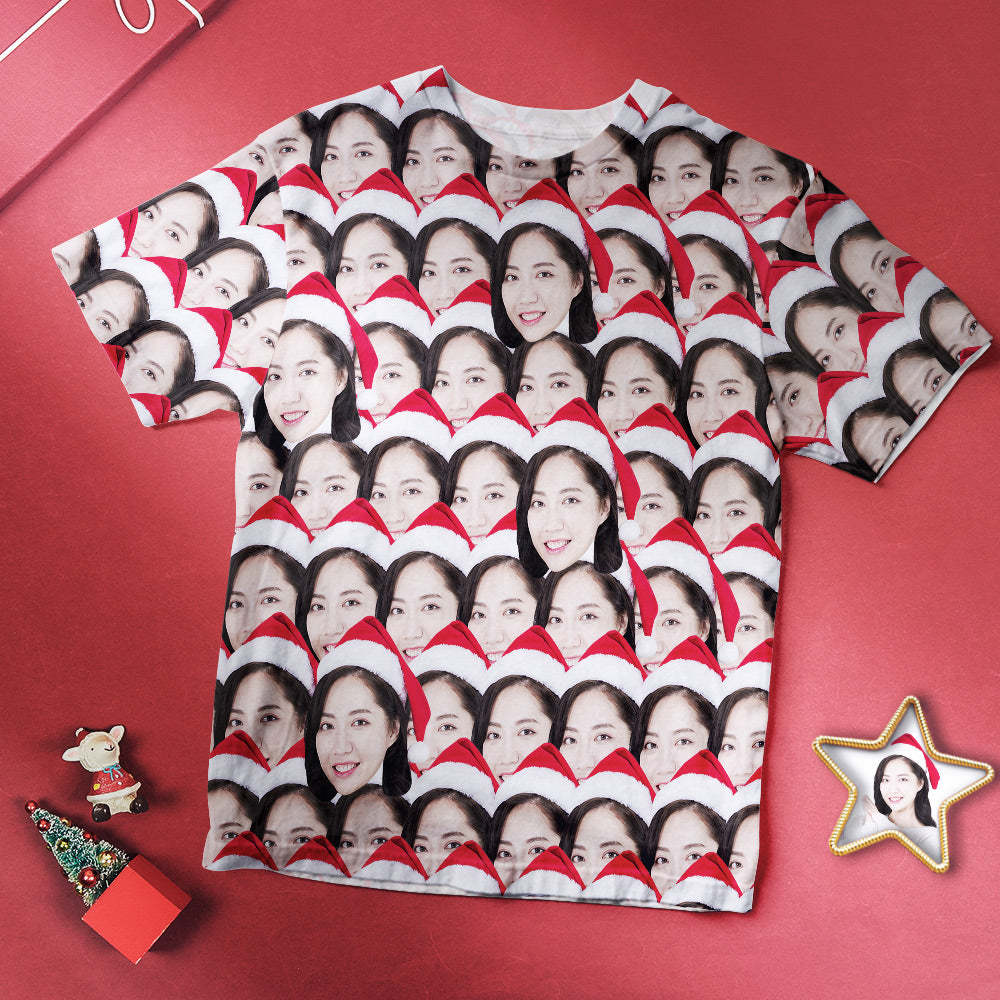 カスタムフォトTシャツ-写真入り可能なオリジナルTシャフェイスマッシュクリスマスプレゼント