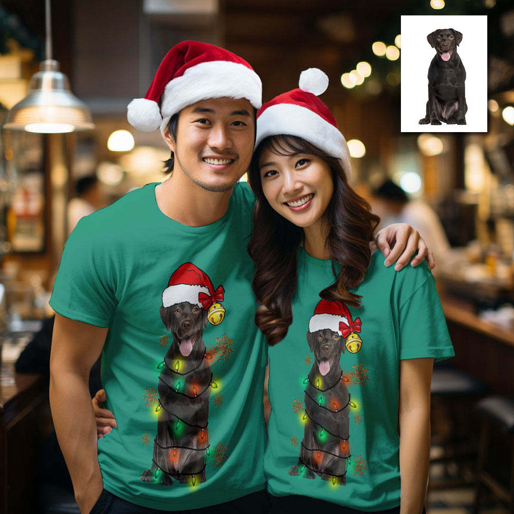 カスタムフォトTシャツ-ペットの写真入り可能な男女兼用オリジナルTシャツプレゼント-クリスマスペット