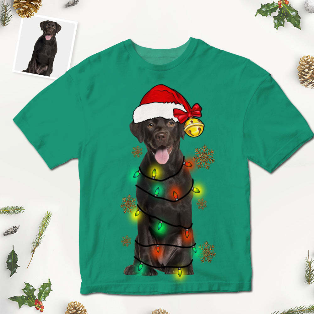 カスタムフォトTシャツ-ペットの写真入り可能な男女兼用オリジナルTシャツプレゼント-クリスマスペット