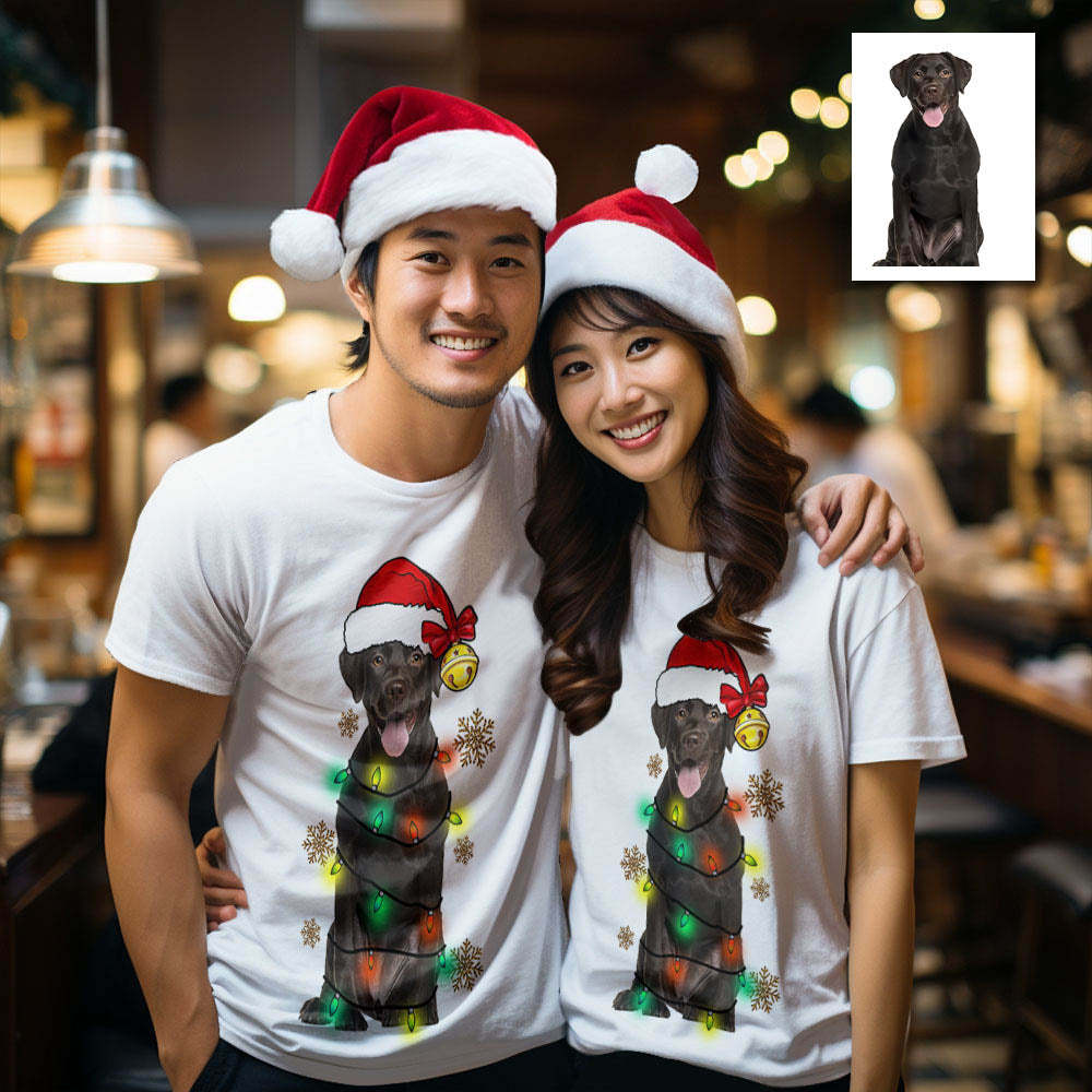 カスタムフォトTシャツ－ペットの写真入り可能な男女兼用オリジナルTシャツプレゼント－クリスマスペット