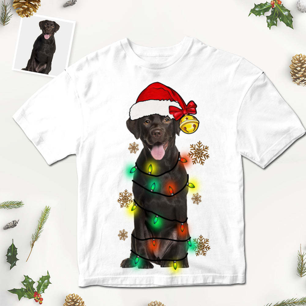 カスタムフォトTシャツ-ペットの写真入り可能な男女兼用オリジナルTシャツプレゼント-クリスマスペット