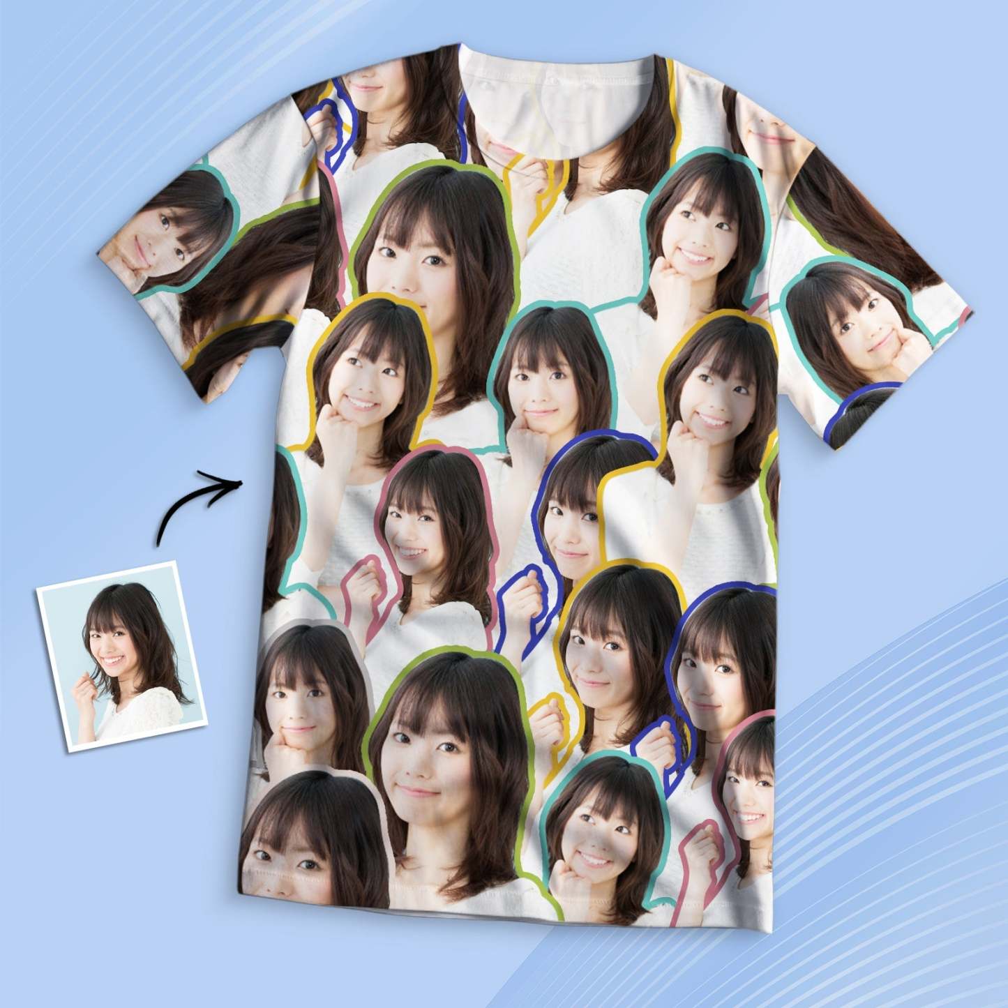 カスタムフォトTシャツ-写真5枚入り可能な男女兼用オリジナルTシャツプレゼント-友達へのおもしろいプレゼント