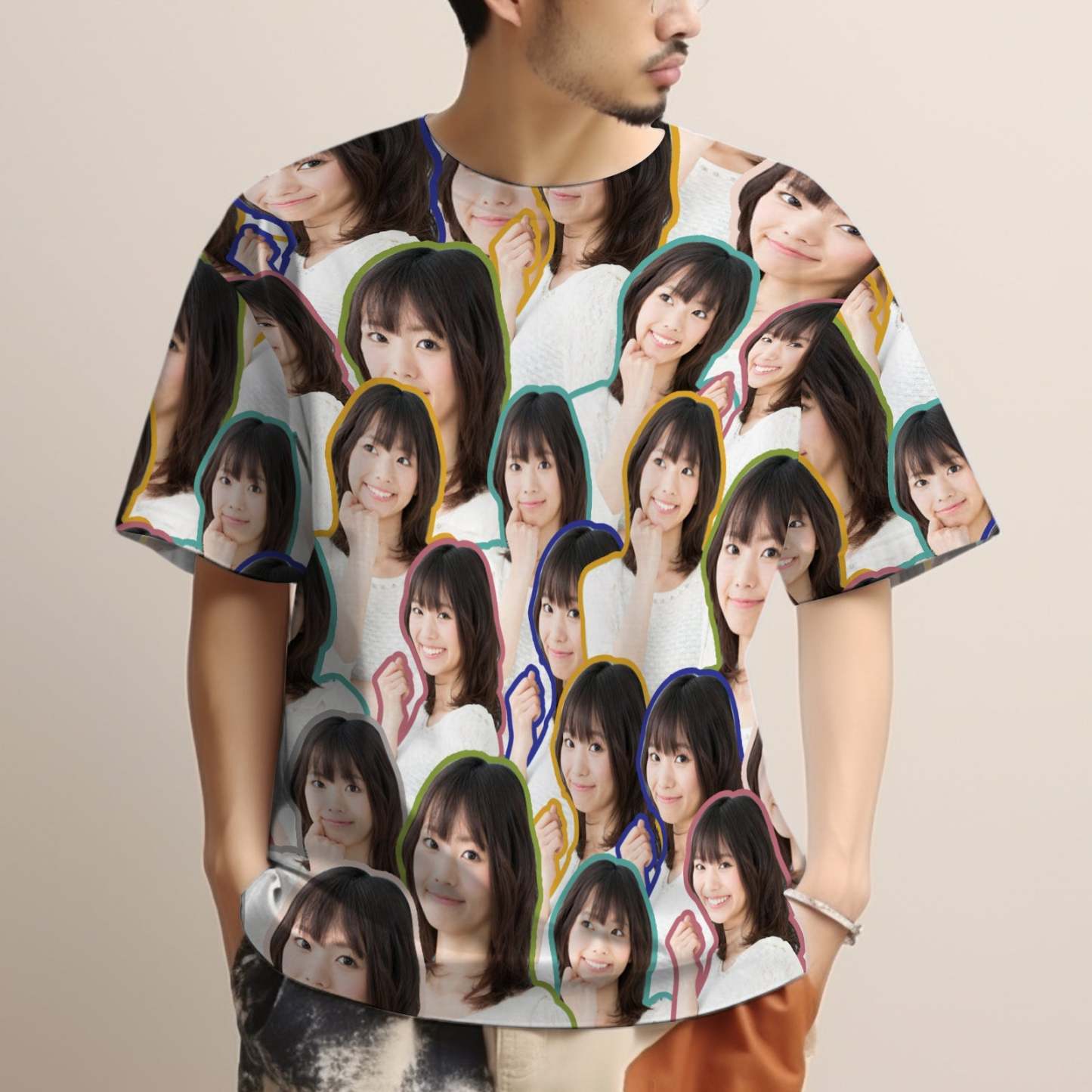 カスタムフォトTシャツ-写真5枚入り可能な男女兼用オリジナルTシャツプレゼント-友達へのおもしろいプレゼント