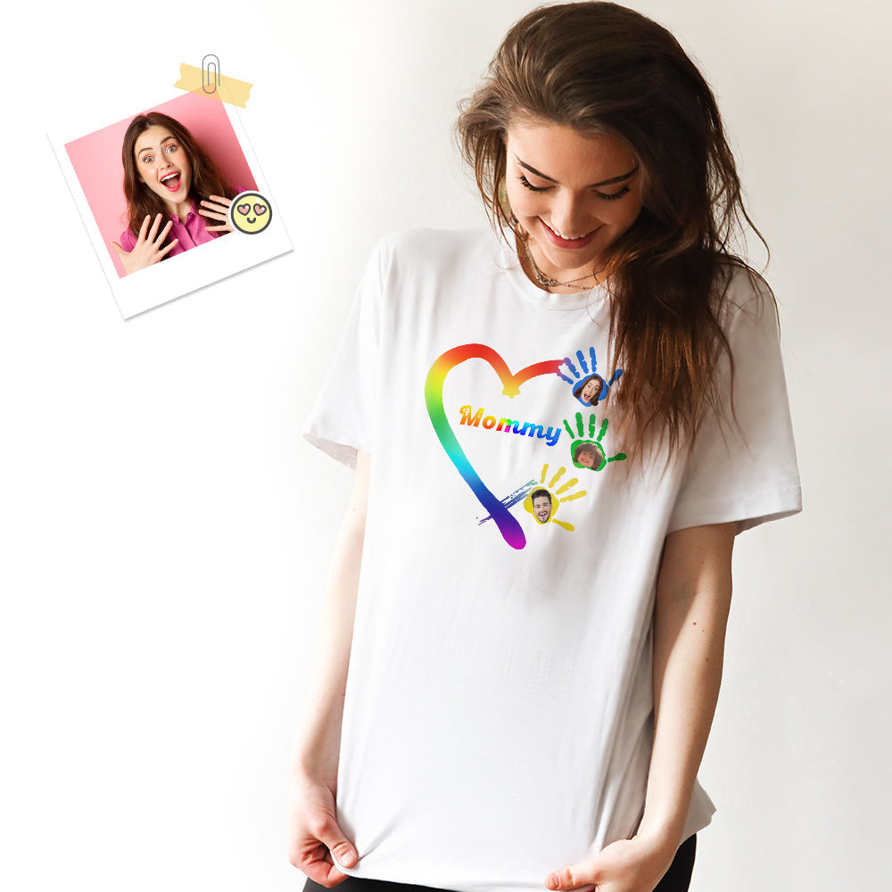 カスタム写真ファミリーTシャツ-手のひらに愛