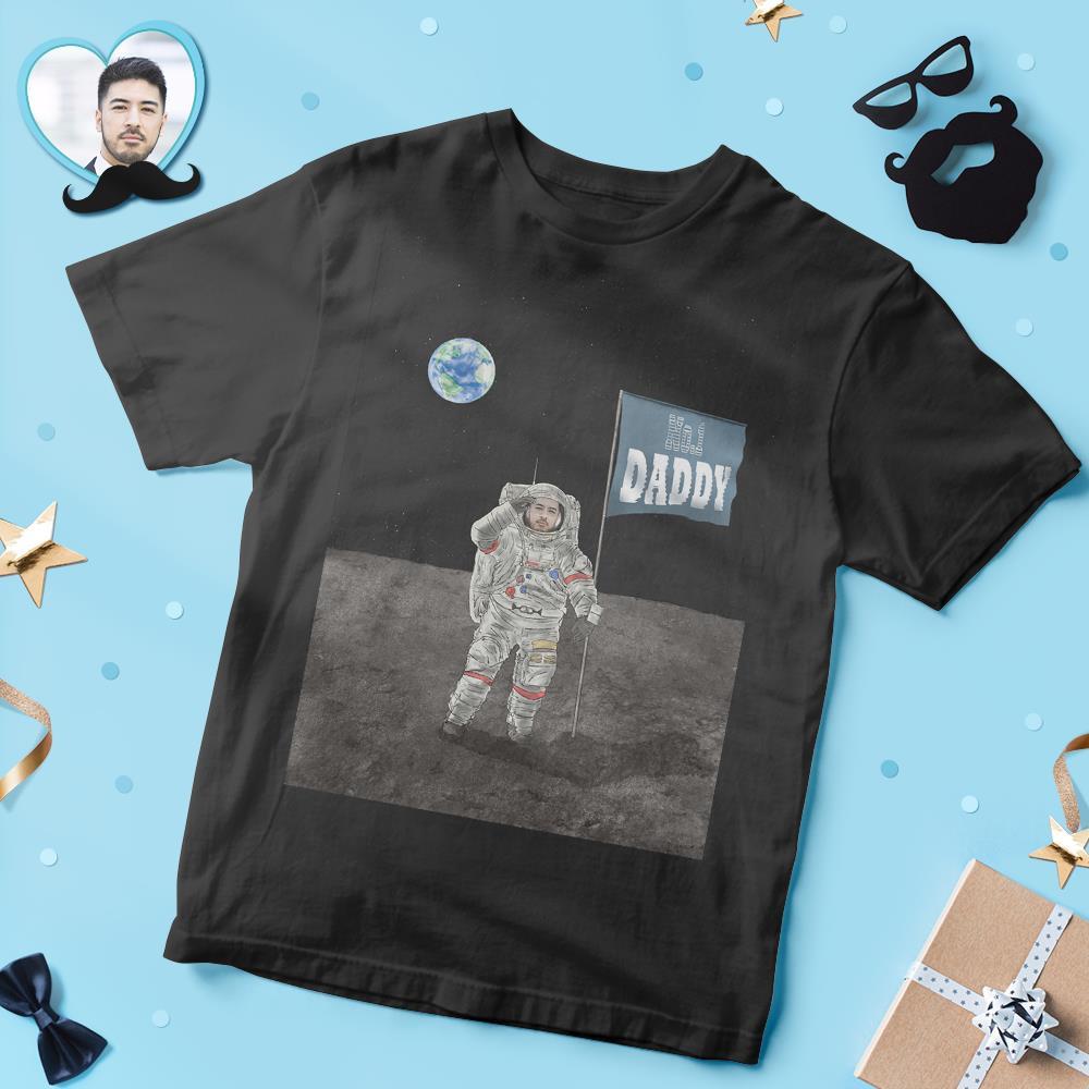 カスタム写真Tシャツ - 写真入れ可能なT-SHIRTギフト父の日プレゼント - 月宇宙飛行士