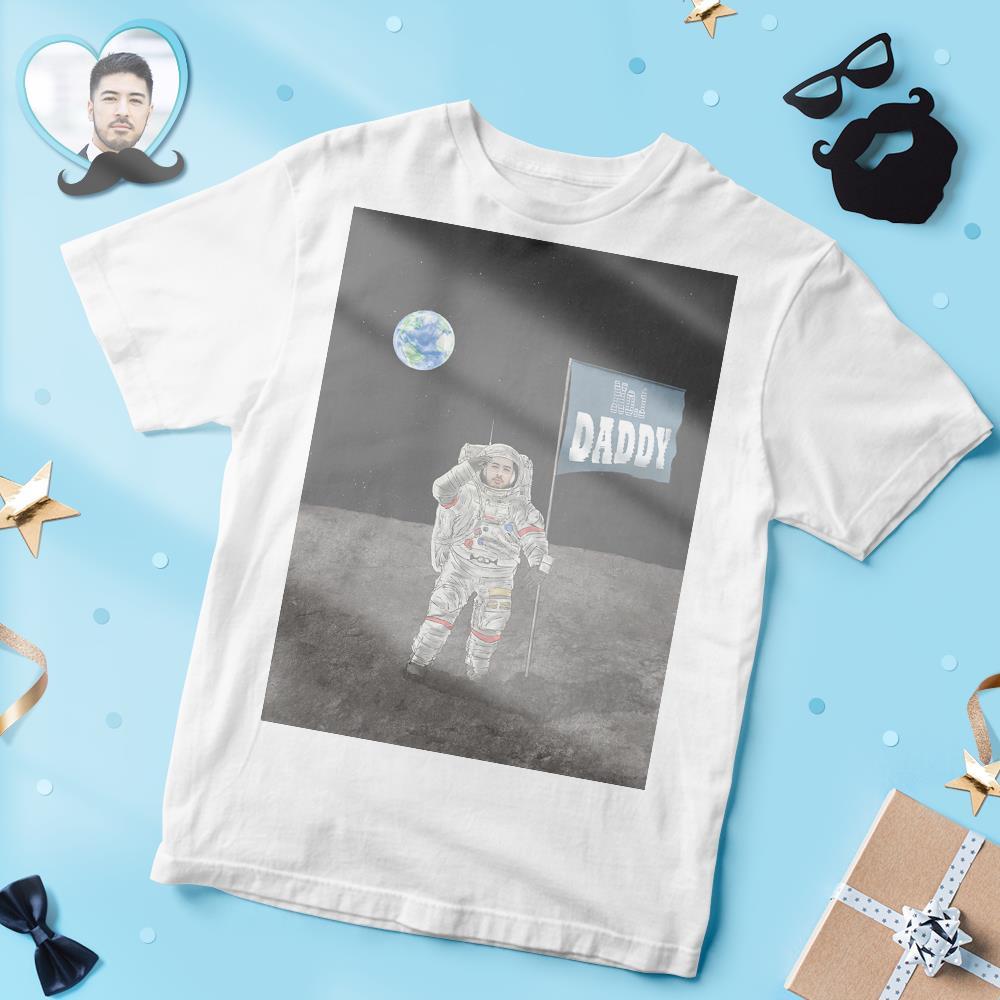 カスタム写真Tシャツ - 写真入れ可能なT-SHIRTギフト父の日プレゼント - 月宇宙飛行士