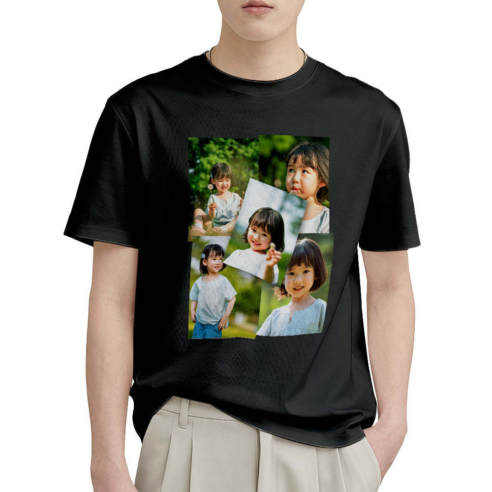 カスタムフォトTシャツ - 写真5枚入れ可能なオリジナルかわいい子写真T-SHIRTプレゼント