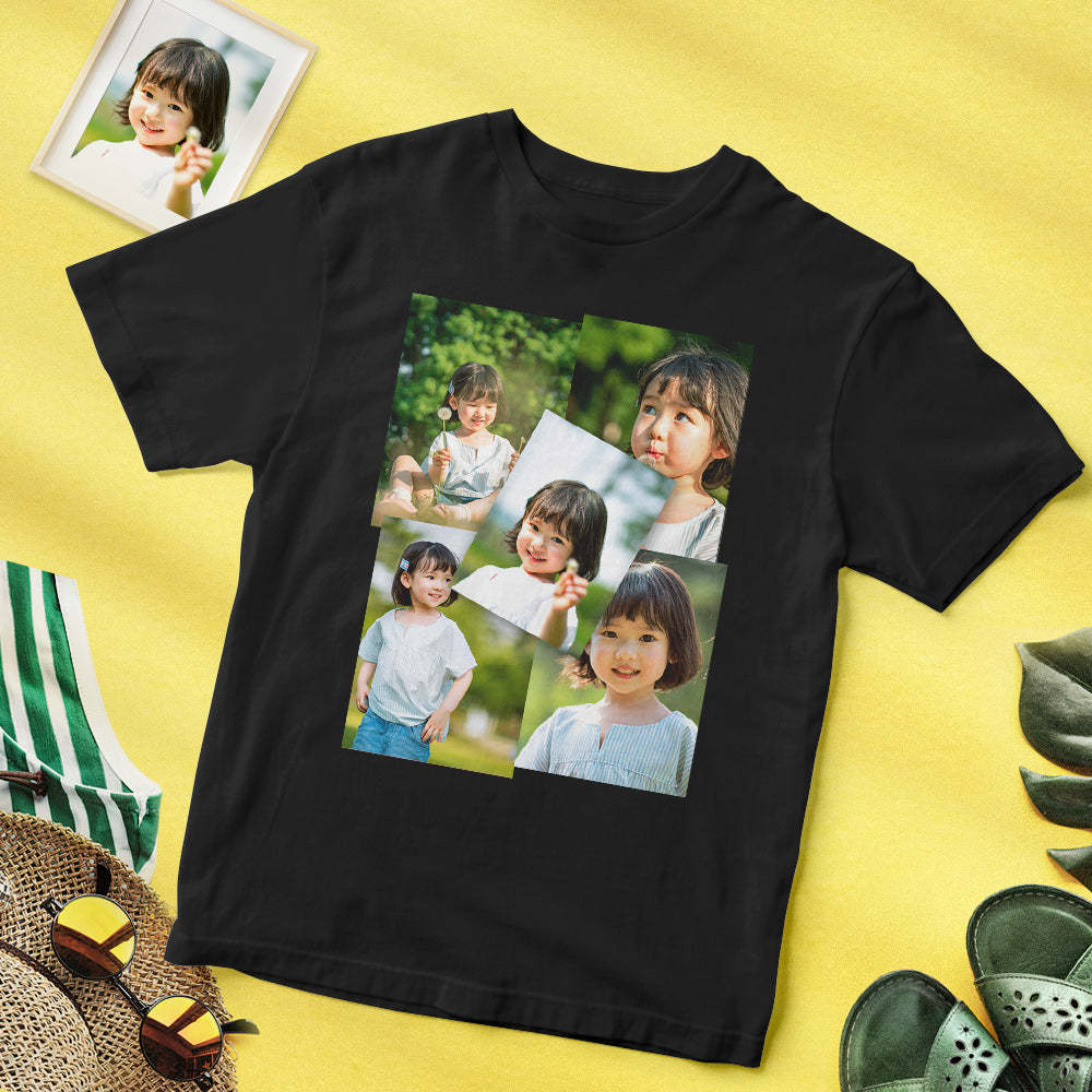 カスタムフォトTシャツ - 写真5枚入れ可能なオリジナルかわいい子写真T-SHIRTプレゼント
