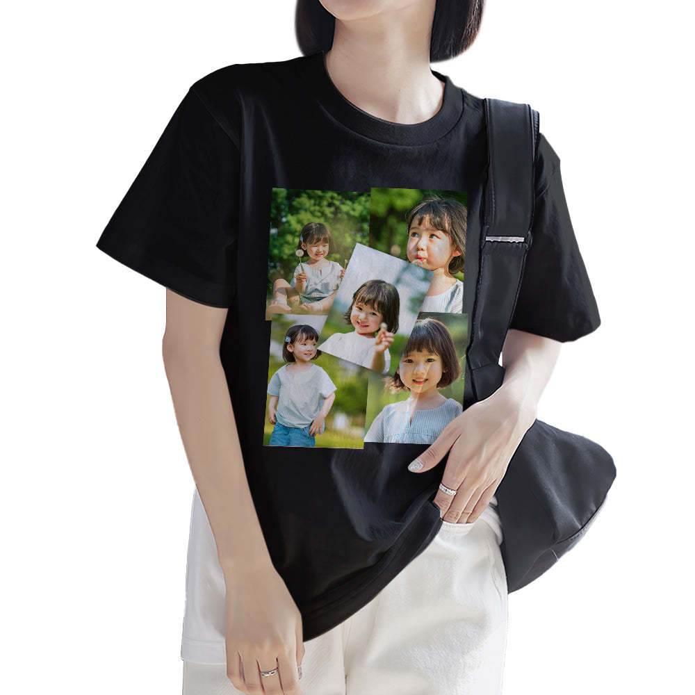 カスタムフォトTシャツ - 写真5枚入れ可能なオリジナルかわいい子写真T-SHIRTプレゼント