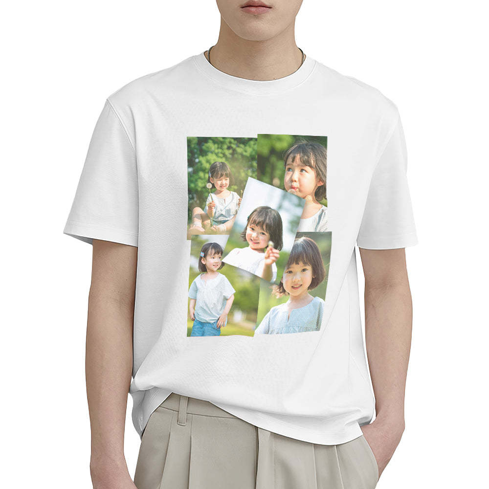 カスタムフォトTシャツ - 写真5枚入れ可能なオリジナルかわいい子写真T-SHIRTプレゼント