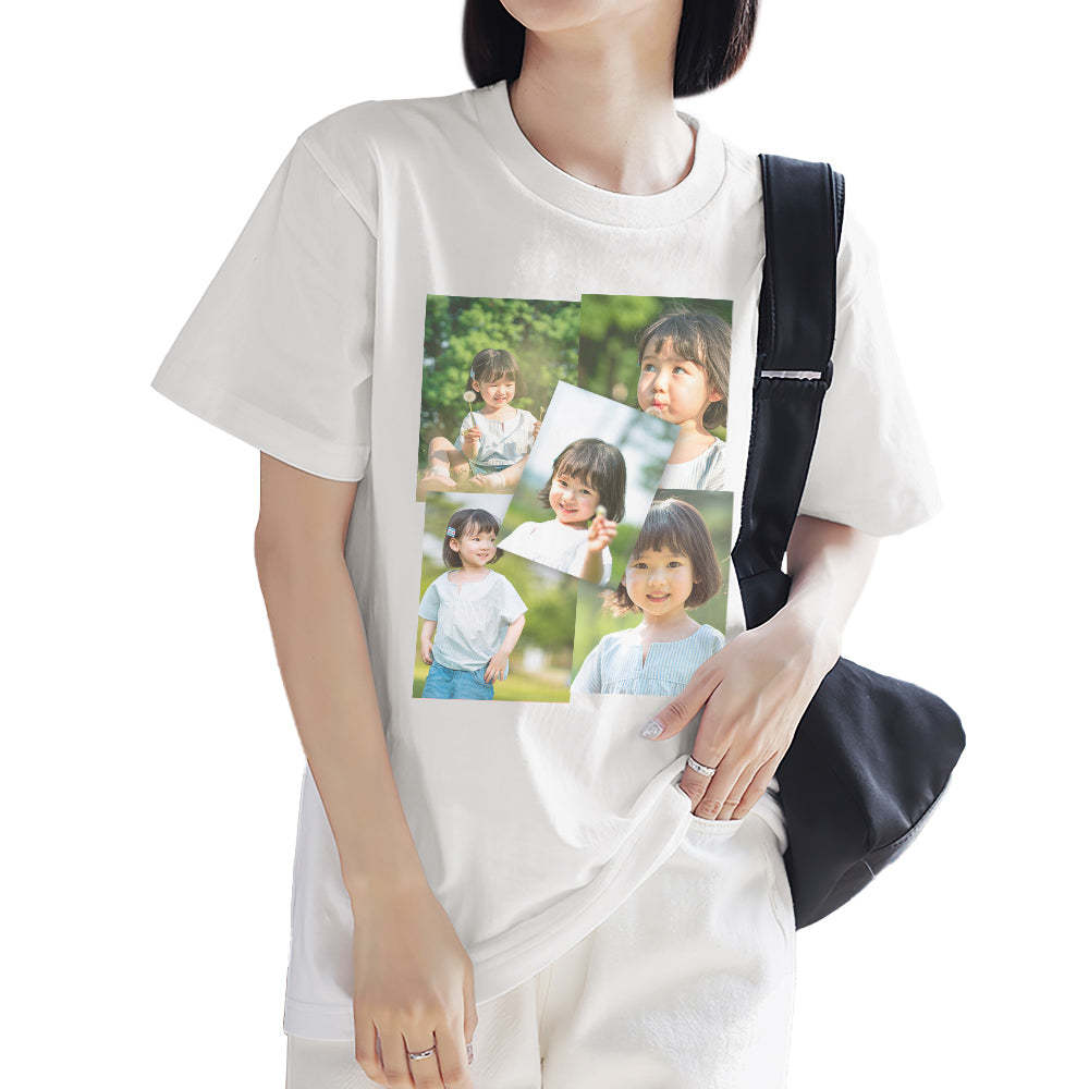 カスタムフォトTシャツ - 写真5枚入れ可能なオリジナルかわいい子写真T-SHIRTプレゼント