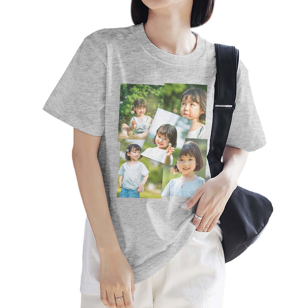 カスタムフォトTシャツ - 写真5枚入れ可能なオリジナルかわいい子写真T-SHIRTプレゼント