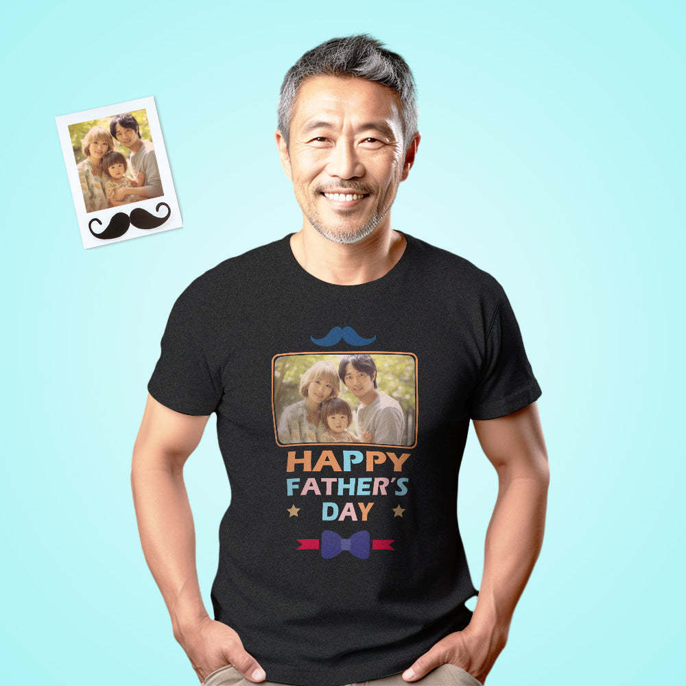 カスタムフォトTシャツ - 写真入れ可能なオリジナル父の日写真T-SHIRTプレゼント - 幸せな家族
