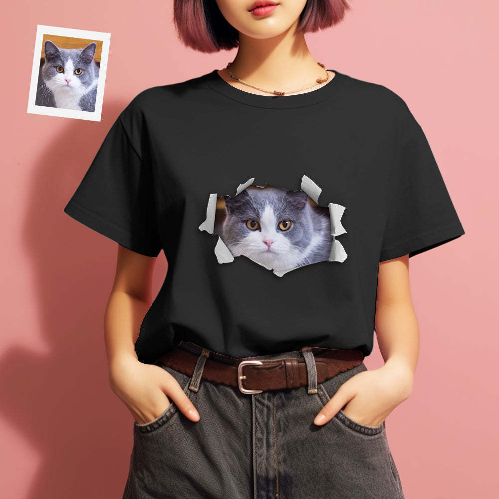 カスタム男女兼用フォトTシャツ - ペット写真入れ可能な面白い写真T-SHIRTプレゼント